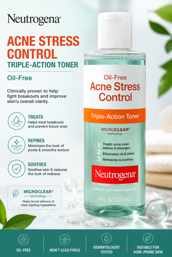 Neutrogena Oil-Free Acne Stress Control Triple-Action Toner - 237ml